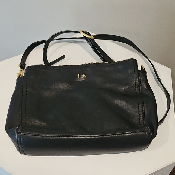 Lo And Sons Handbags - L&S Black Leather Shoulder Bag with Gold Accents